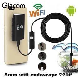 Gizcam Wi-Fi для iOS андроид эндоскоп 2.0mp 8 мм 1 м 6LED Водонепроницаемый инспекции Камера