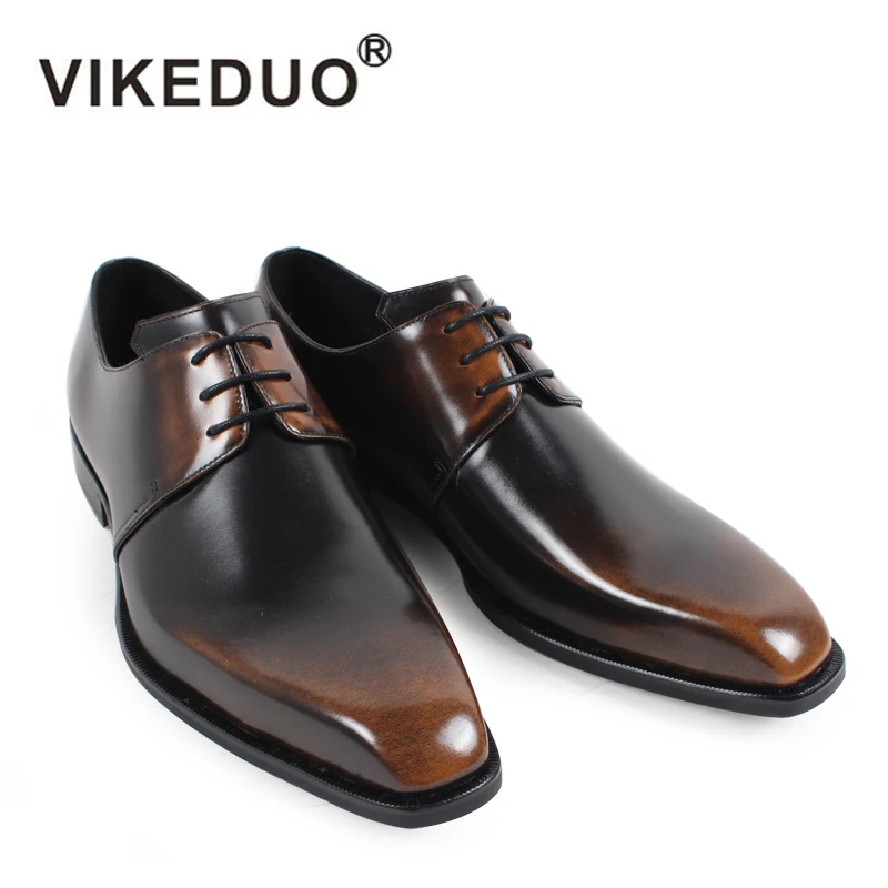 VIKEDUO/Винтажные модельные туфли для мужчин Коллекция 2020 года Однотонная обувь из