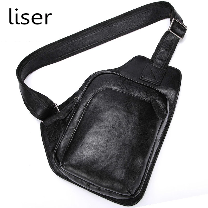 

New Style Fashion Man Chest Bag Casual Genuine Leather Cowhide Small Single-shoulder Pack Mobile Phone Cross Body Bags For Men