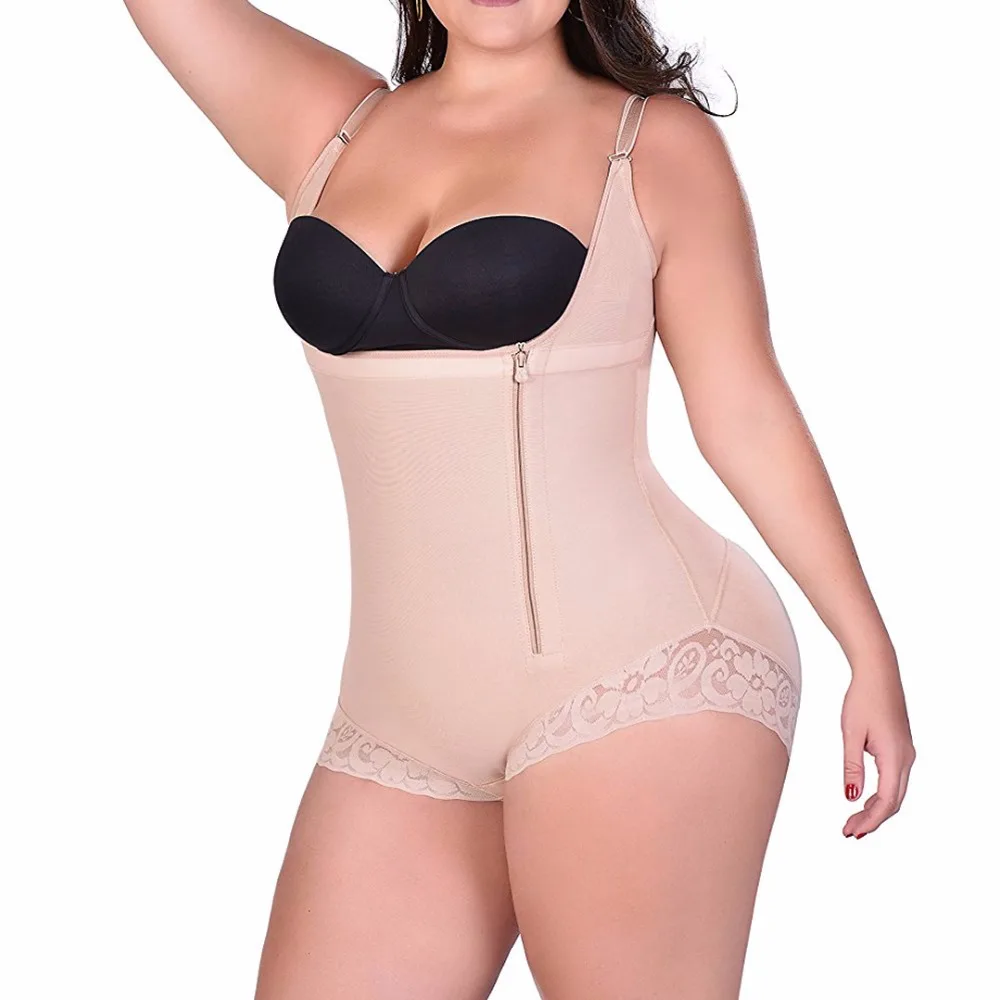 

S-6XL Zip up Tummy Control Slimming bodysuit body shaper Waist trainer with butt lifter butt enhancer for post partum women E118