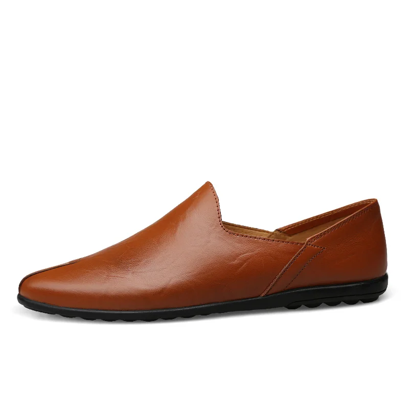 CLAX/Мужская обувь на плоской подошве; слипоны; коллекция года; летние модные кожаные ботинки кэжуал из натуральной кожи; мужские лоферы для отдыха; водонепроницаемые мокасины; дышащая обувь - Цвет: Brown