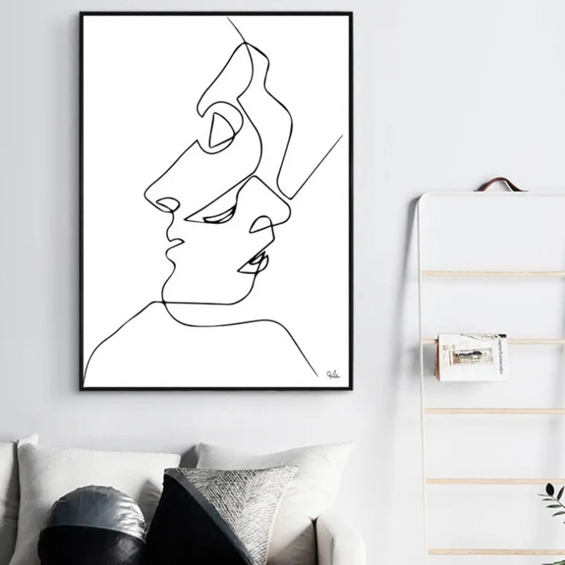 

Abstract Line Drawing Nordic Poster&Prints Modern Canvas Painting Poster Wall Art Men Women Deer Wall Picture Bedroom Home Decor
