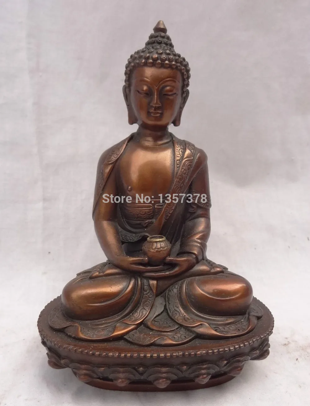 

Free Shipping shitou 00483 Chinese Pure Bronze Shakyamuni Buddha Joss Tibet Lotus Sakyamuni Bowl Statue