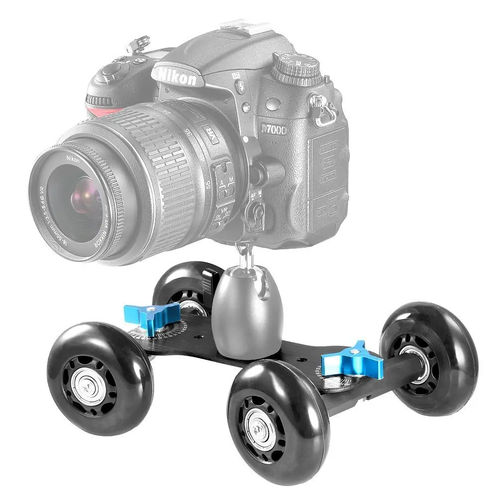 Tabletop Mobile Rolling Slider Dolly Car Skater Video Track Rail for Speedlite DSLR Camera Camcorder Rig