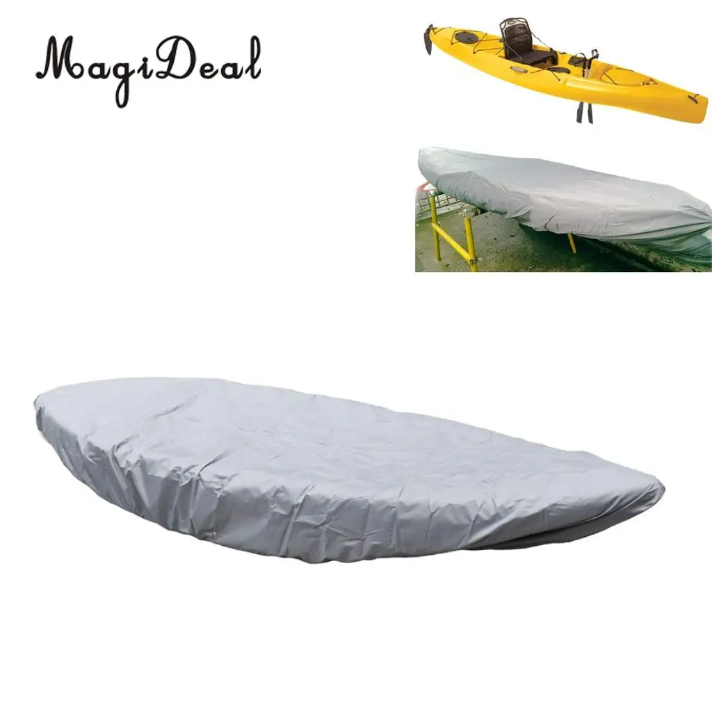 Waterproof UV & Sun Protection Kayak Cover Protector Shield Storage & Elastic Bottom Hem for Outdoor/Towing/Beach/Backyard