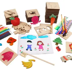 50 печатная плата школы Краски инструменты обучающая раскраска учиться рисовать Цветовая панель доска для рисования Деревянный Рисунок