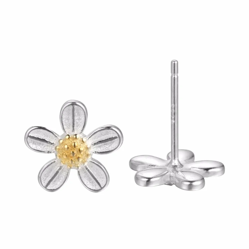 Серьги гвоздики Kinitial в виде крошечного цветка лотоса Серебряное украшение Для