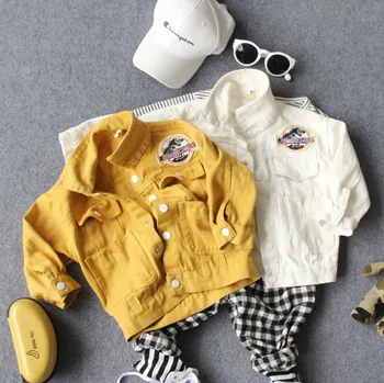 

only jacket 1pc 2-8Y new 2019 spring boys letter cartoon patchwork boys jacket fashion style boys casual jacket