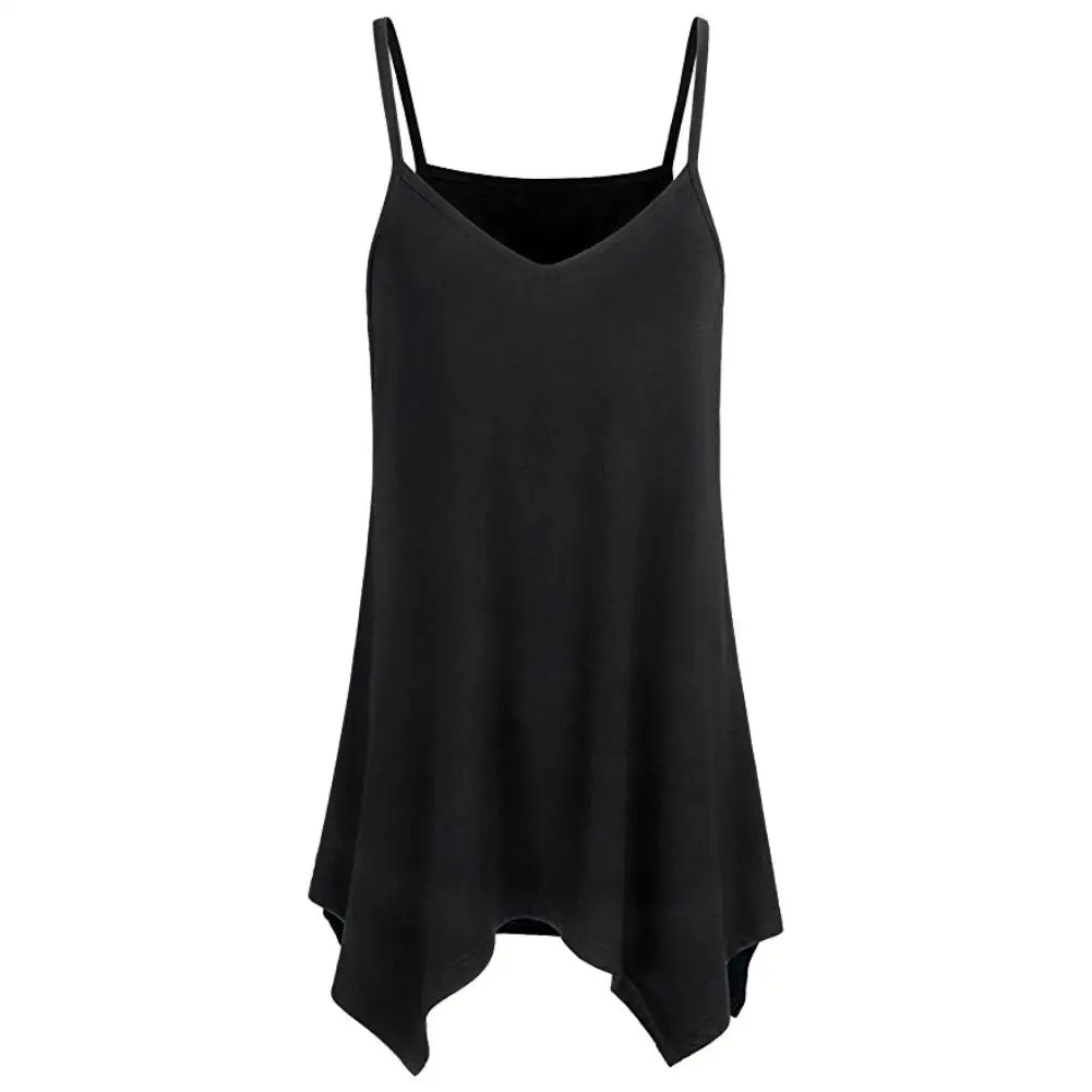 

Fashion Women Summer Off Shoulder Tank Casual Spaghetti Strap Irregular Hem Camisole Plus Size 5XL Tank Tops