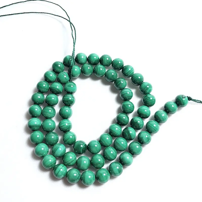 

This is a natural malachite semi-finished loose bead with a size of 10mm for DIY Bracelet Necklace Earrings Key Pendant