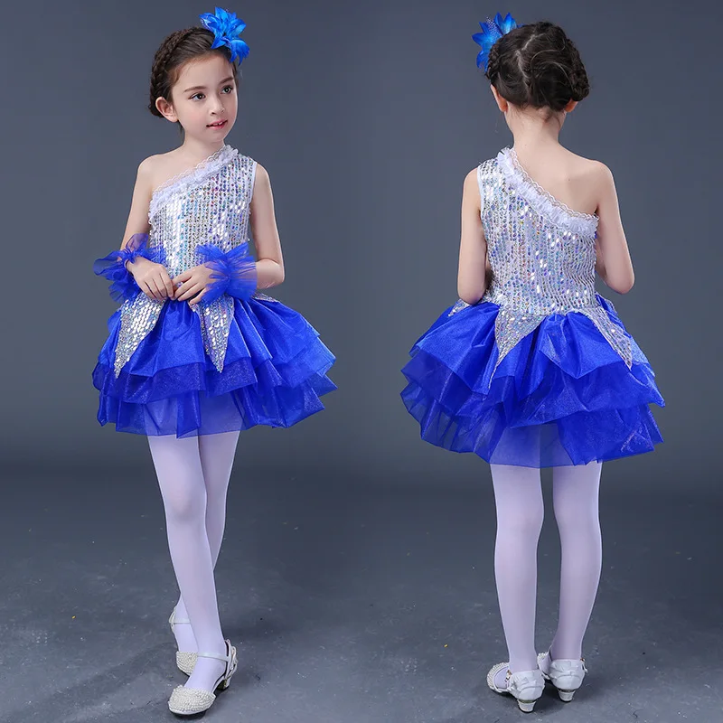 Дети девушки блестками костюмы джаз-модерн принцесса dress дети этап одежда
