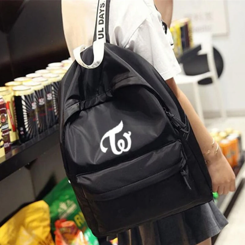 

Mainlead Kpop Twice Canvas Bag Student Backpack Pink Black Dark Blue Three Color