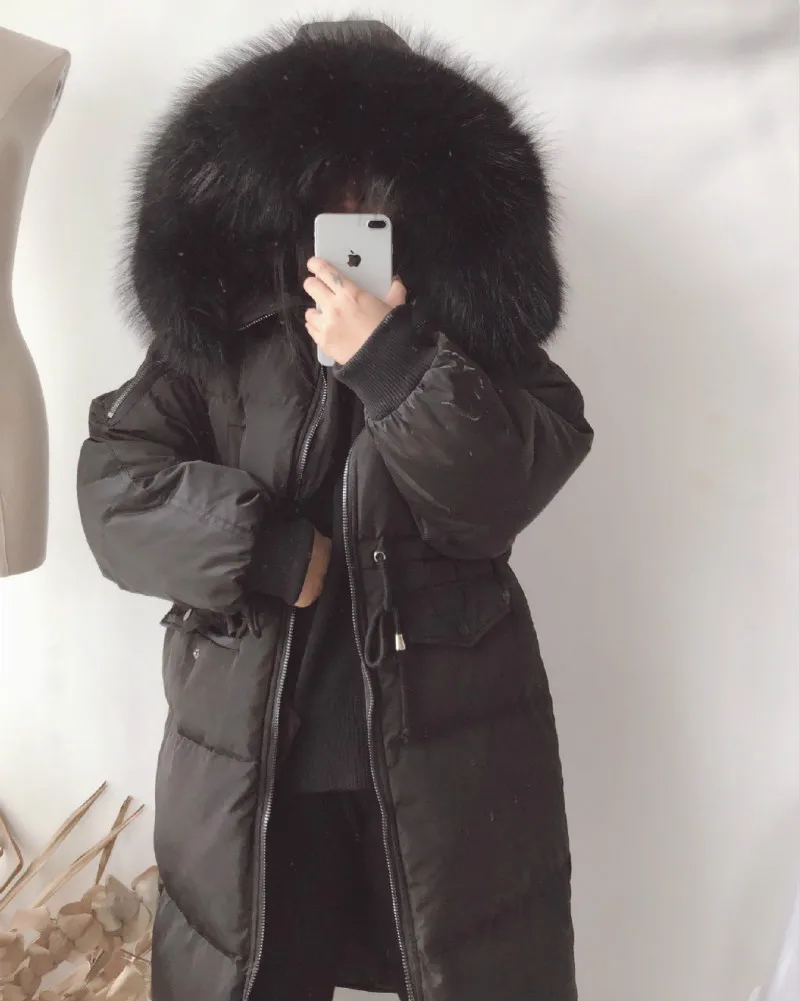 Épaissir Chaud Laveur 2017 Qualité De Luxe Fourrure Real Vestes noir Snowoutwear Collier Vers Femmes ardoisé Bas Big Beige Long Le Haute Manteau Femelle Raton RRZqv