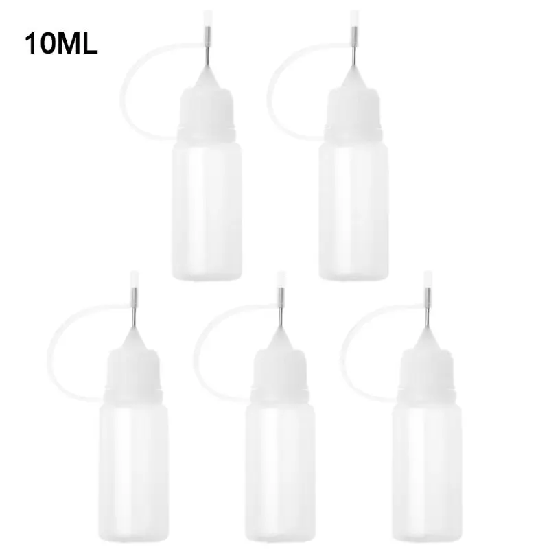 5 X50ml 10ml Empty Plastic Squeeze Liquid Dropper Bottle With Metal Needle For Vape font b