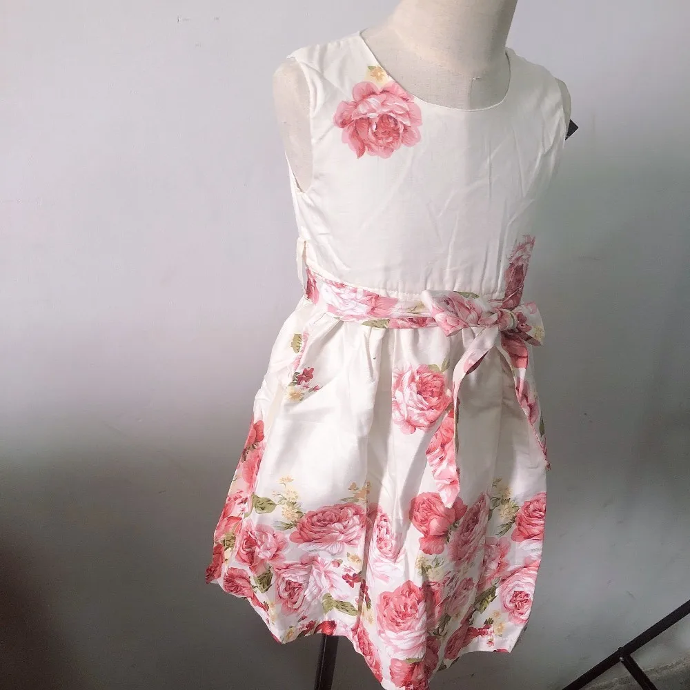 Waistband Slim Round Neck Sleeveless Floral Child Dress k1 | Детская одежда и обувь