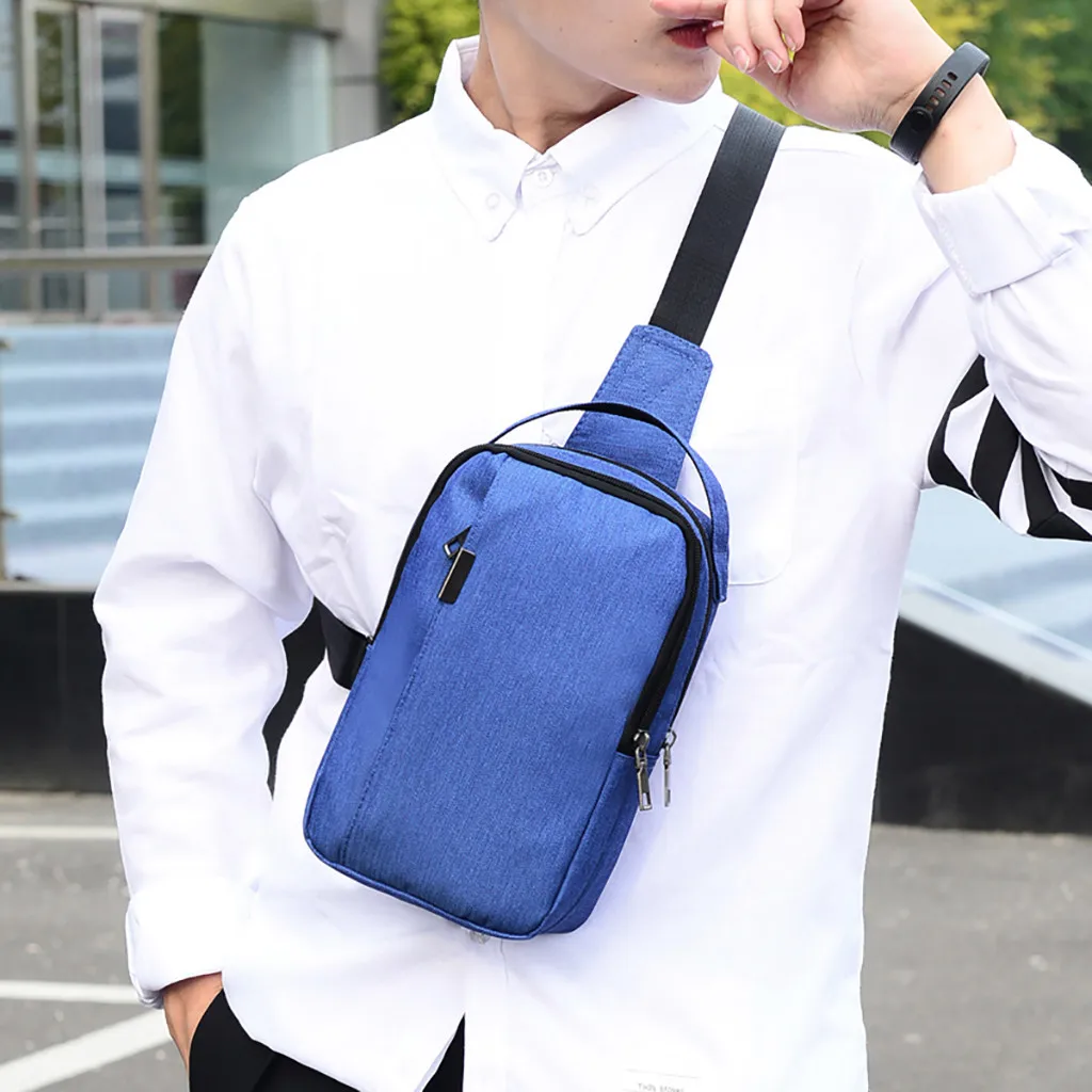 

Fashion Men Small Bag Wild Messenger Bag Fashion One Shoulder Plaid Chest Bag for 2019
