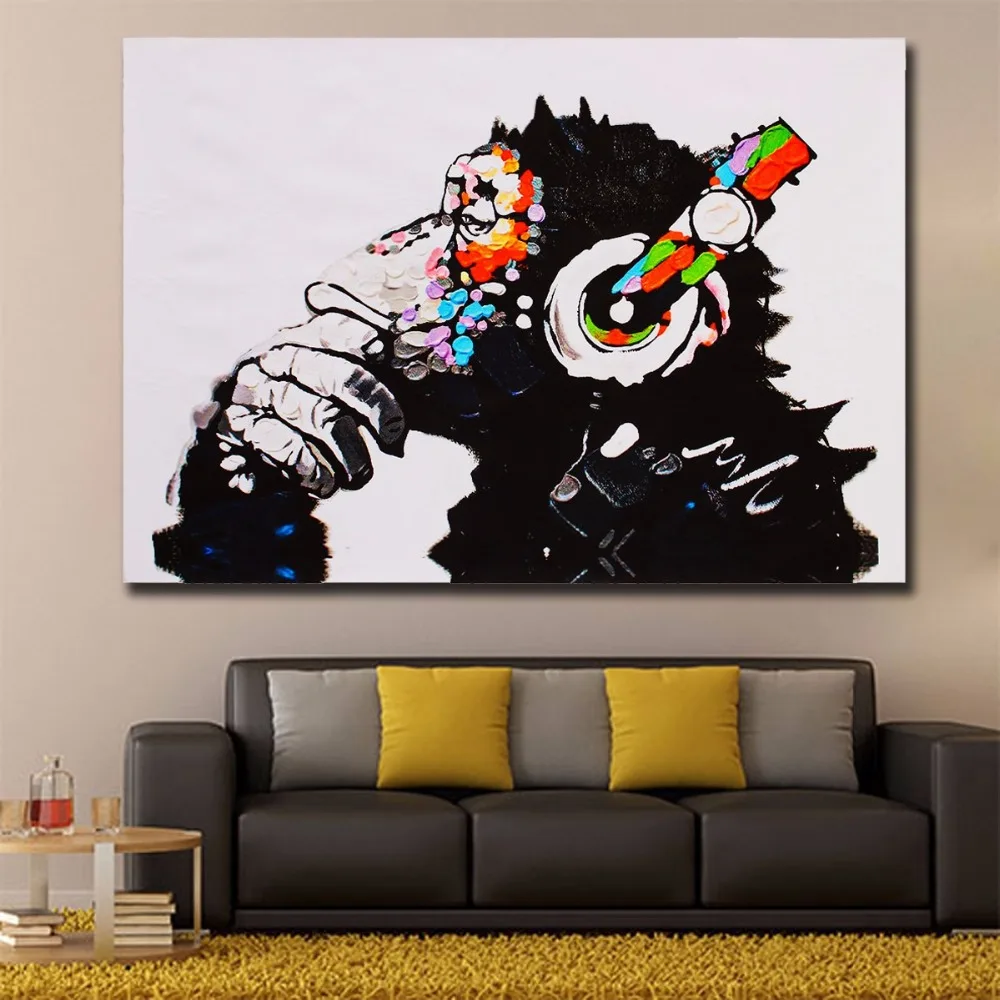 Современный домашний декор принты без рамок настенная живопись плакат картина-DJ Обезьяна для гостиной