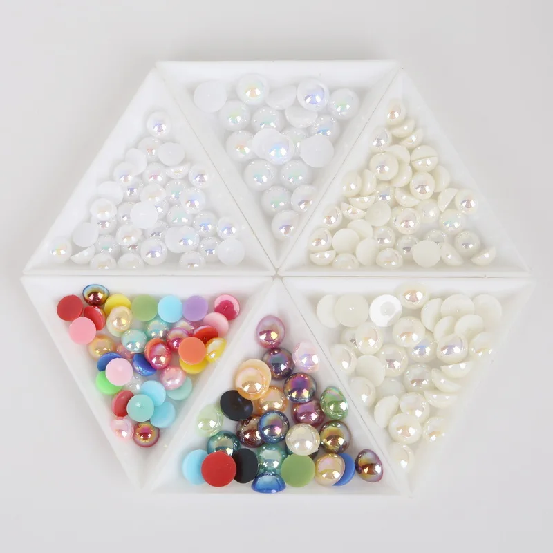 

50-1000pcs Multi Sizes AB Colors Half Round Flatback Plastic ABS Imitation Pearl Beads for Sewing Clothes DIY Craft Decoration
