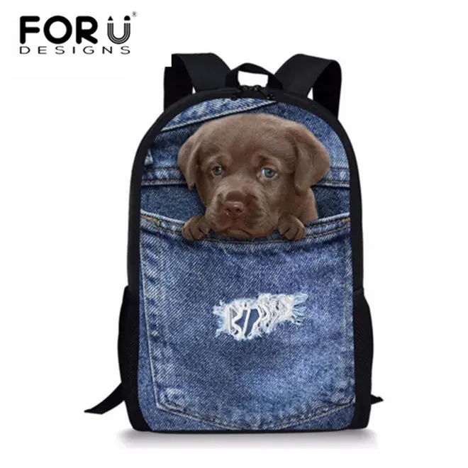 CC1671C FORUDESIGNS/милый 3D животное кошка джинсовые рюкзаки дети обувь для девочек ортопедические повседневное Путешествия Рюкзак Для Детей школьников Mochila - Цвет: CC1671C
