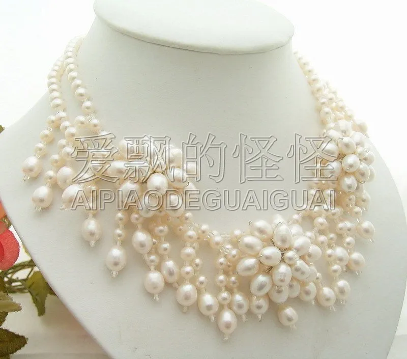 Женское Ожерелье 17," с белым жемчугом и цветком