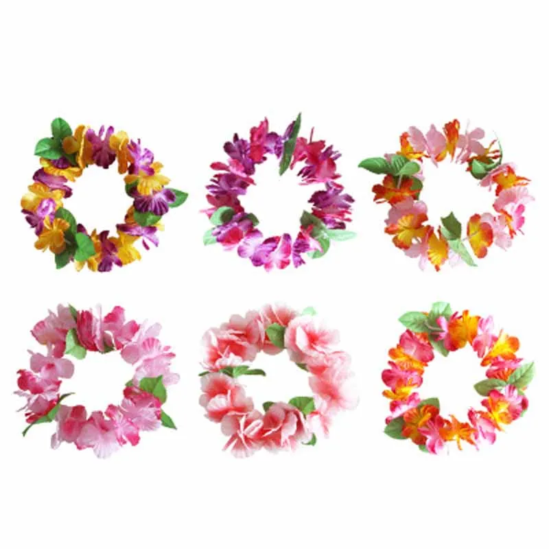 

Tropical Luau Hawaiian leis Flowers Headband Headpiece for Summer Beach swimming pool wedding Birthday Party Decoration Favor