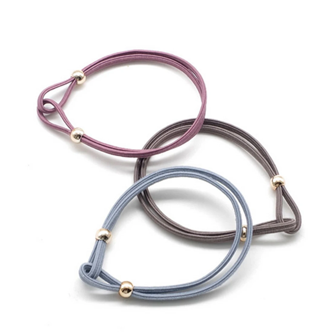 

5PCS/Lot Cute Knot Headband Girls Solid Color Elastic Hair Bands Scrunchy Hair Rope Gold Beads Hair Accessories for Women