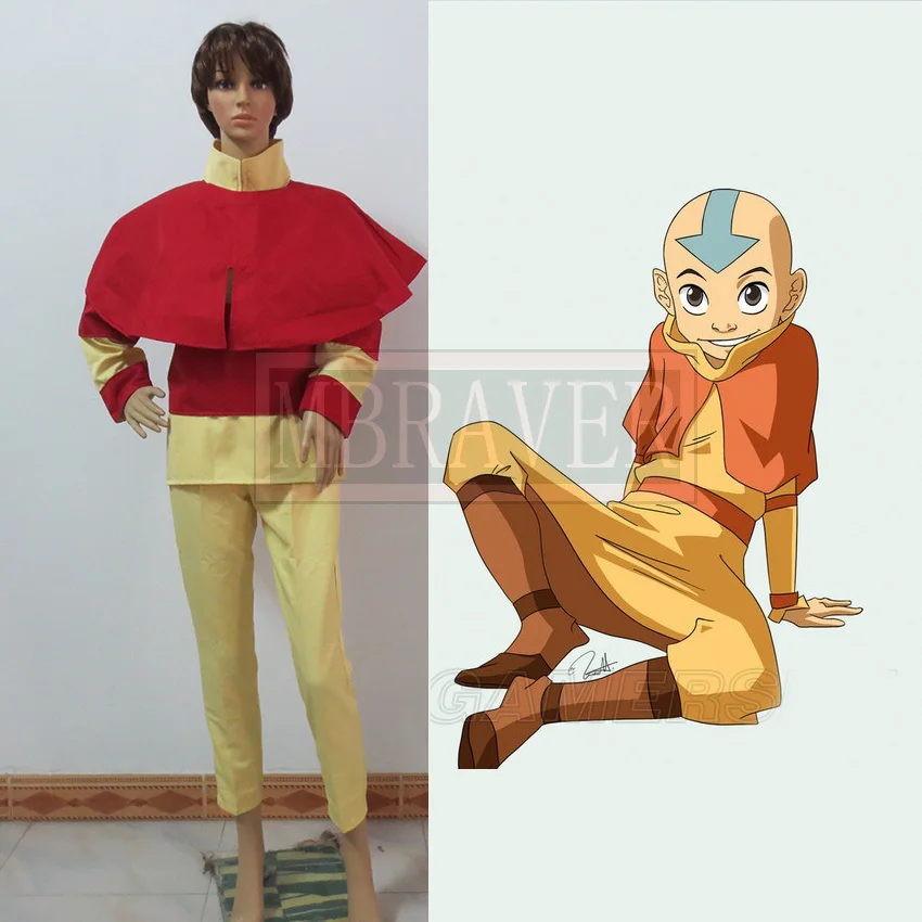 Бесплатная доставка Aang костюм для косплея из Аватара the Last Airbender|costume suspenders|costume