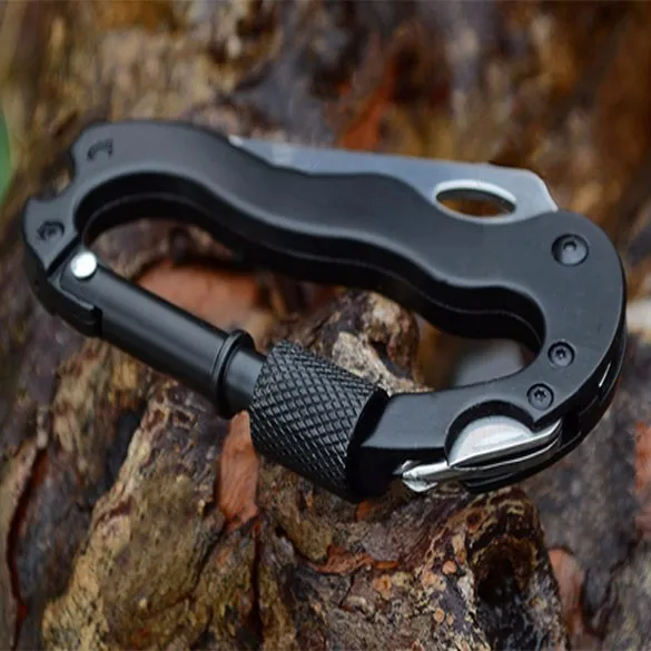

Outdoor Multi-function Tool EDC Carabiner 5 in 1 Climbing Hook Gear Clasp Knife Key Chain Screwdriver Bottle Opener Travel Kits