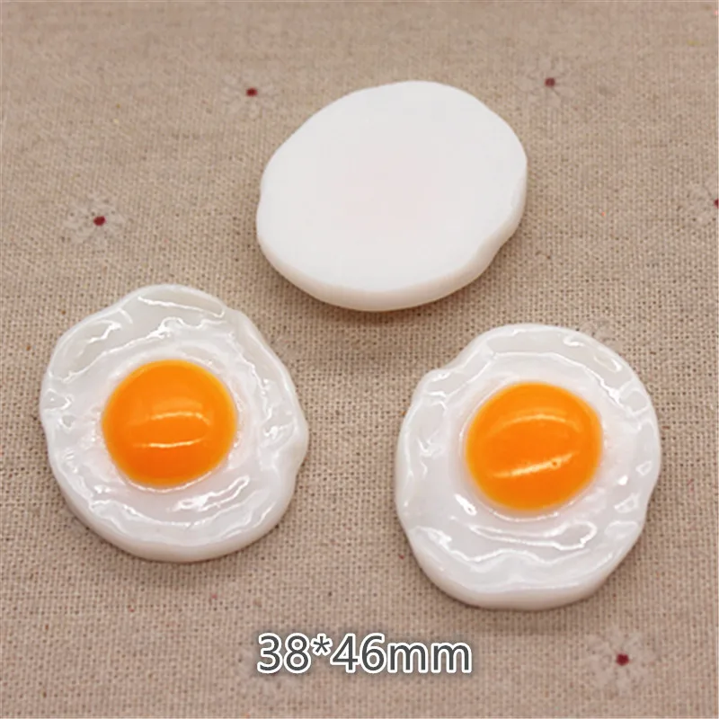 

3pcs Cute Resin Simulation Poached Egg Miniature Food Art Flatback Cabochon DIY Craft Decoration,38*46mm