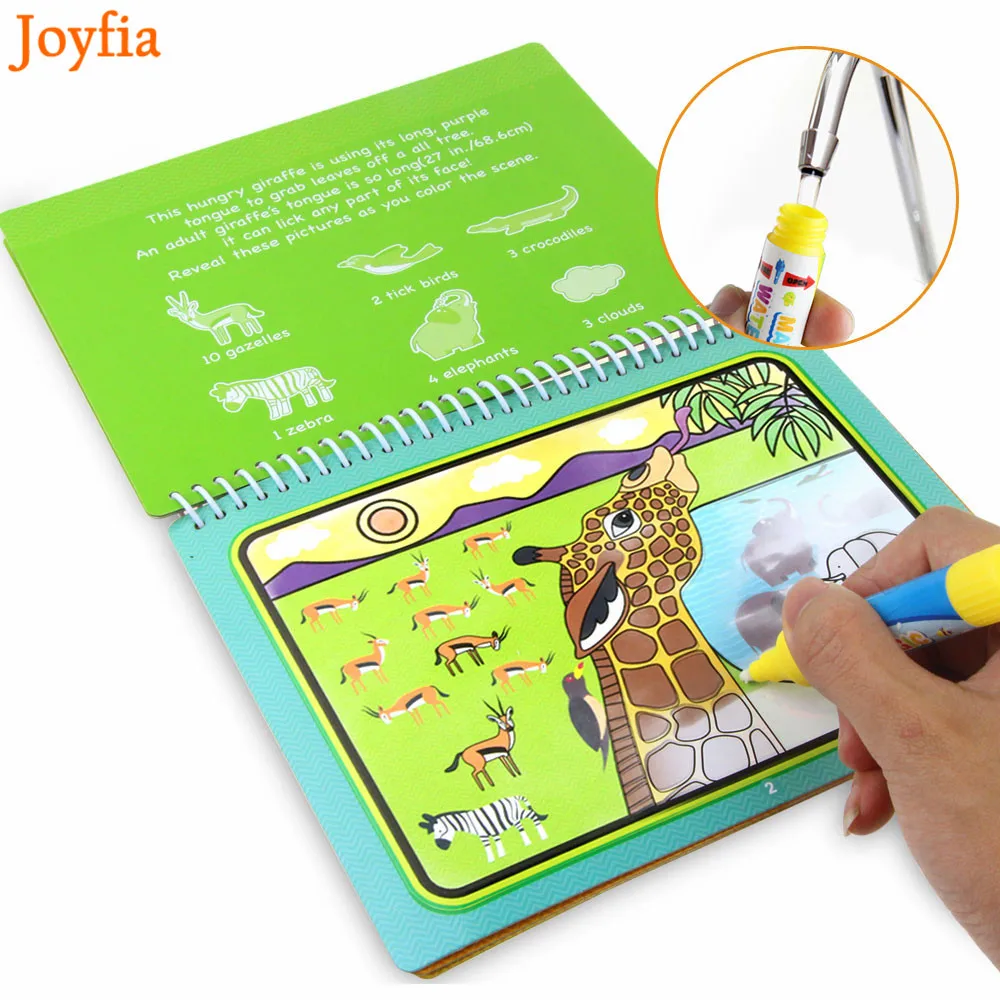 8 типов книг для рисования водой и волшебная ручка для детей, раскраска для животных, доска для рисования, коврик для обучения, развивающие игрушки для детей