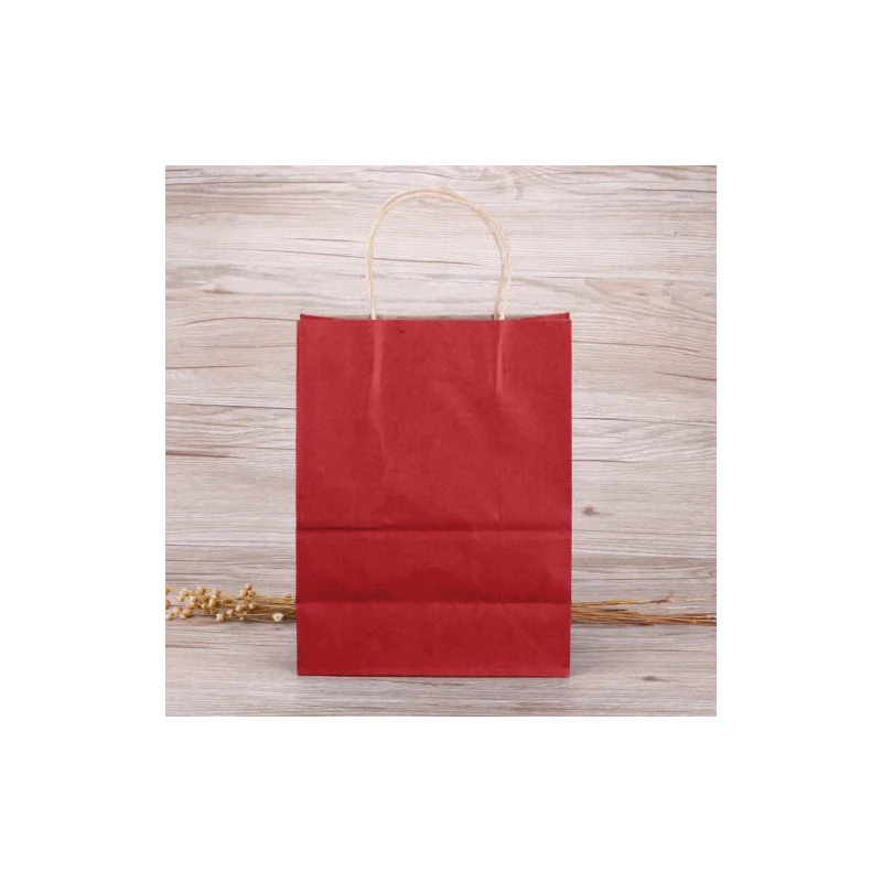

Solid Color Paper Bag Red Portable Eco-Friendly Kraft Paper Takeaway For Wedding Birthday Party Jewelry Candy
