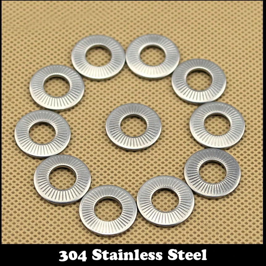 

M3 M4 M5 M6 304 Stainless Steel 304ss Single Side Teeth Knurling Curved Saddle Gasket Anti Skid Slip Conical Spring Lock Washer