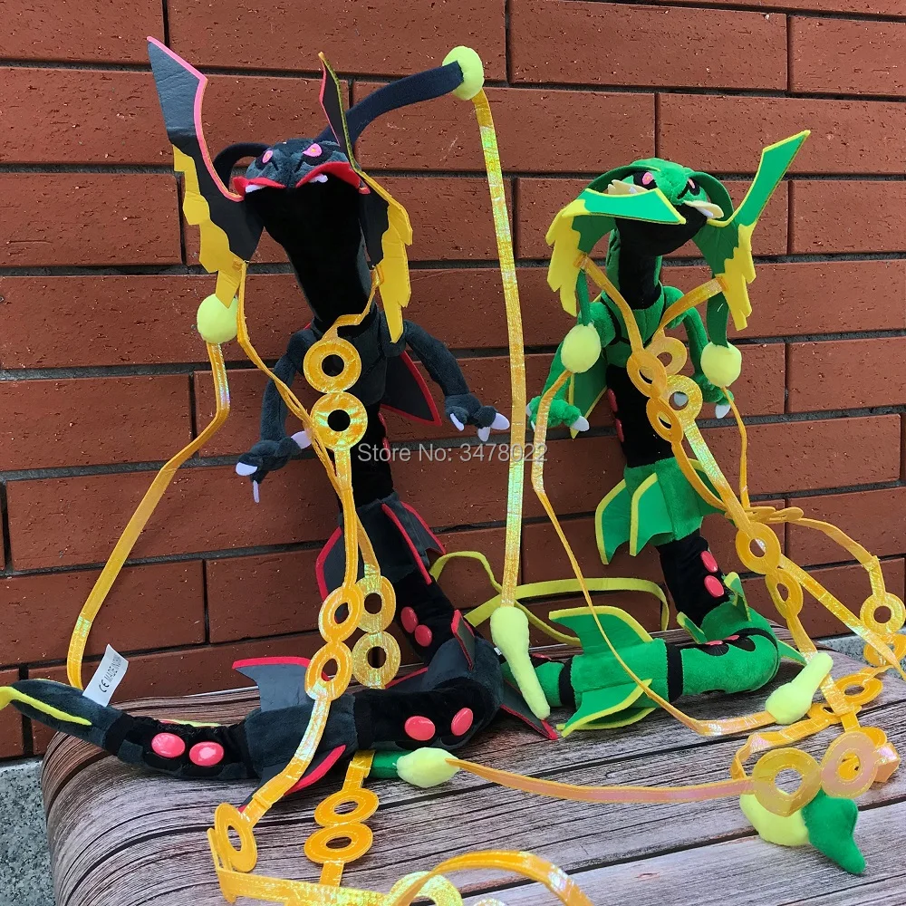 Аниме игрушка Mega Evolution Rayquaza плюшевые игрушки зеленый блестящий черный Дракон