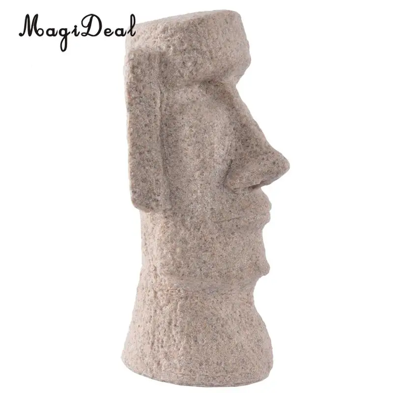MagiDeal Natural Sandstone Statue Art Statue Marble Sculpture Handmade Figurine Table Home Decor Moai