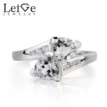 Leige Jewelry Genuine Natural White Topaz Ring November Birthstone Trillion Cut Gemstone Solid 925 Sterling Silver Ring for Her