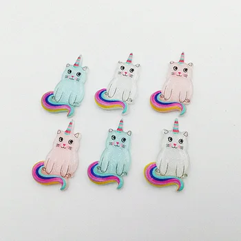 

1.8*3cm 10Pcs Resin Kawaii Unicorn Cat Flatback Cabochon for Hair Bow Center Embellishment Crafts Scrapbooking DIY