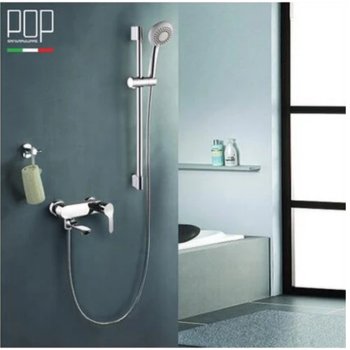 

POP brand Free Shipping Polished Chrome Finish New Wall Mounted Shower faucet Bathroom single Handle Bathtub Tap Mixer Faucet
