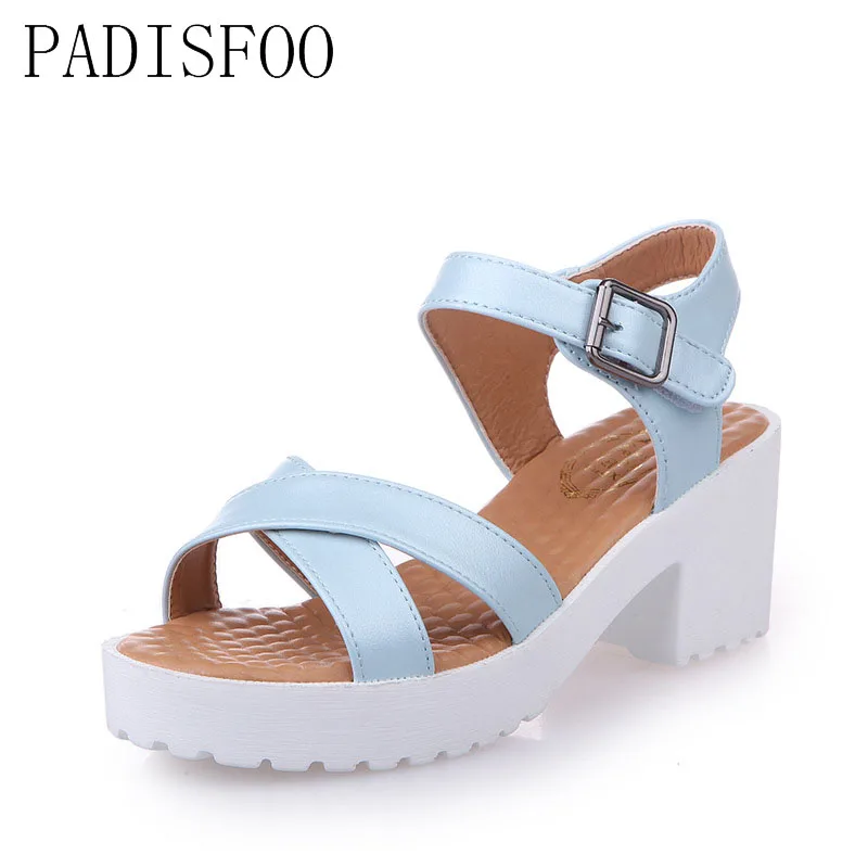 POADISFOO summer new large size women platform sandal Solid color cross strap with sandals 34 44