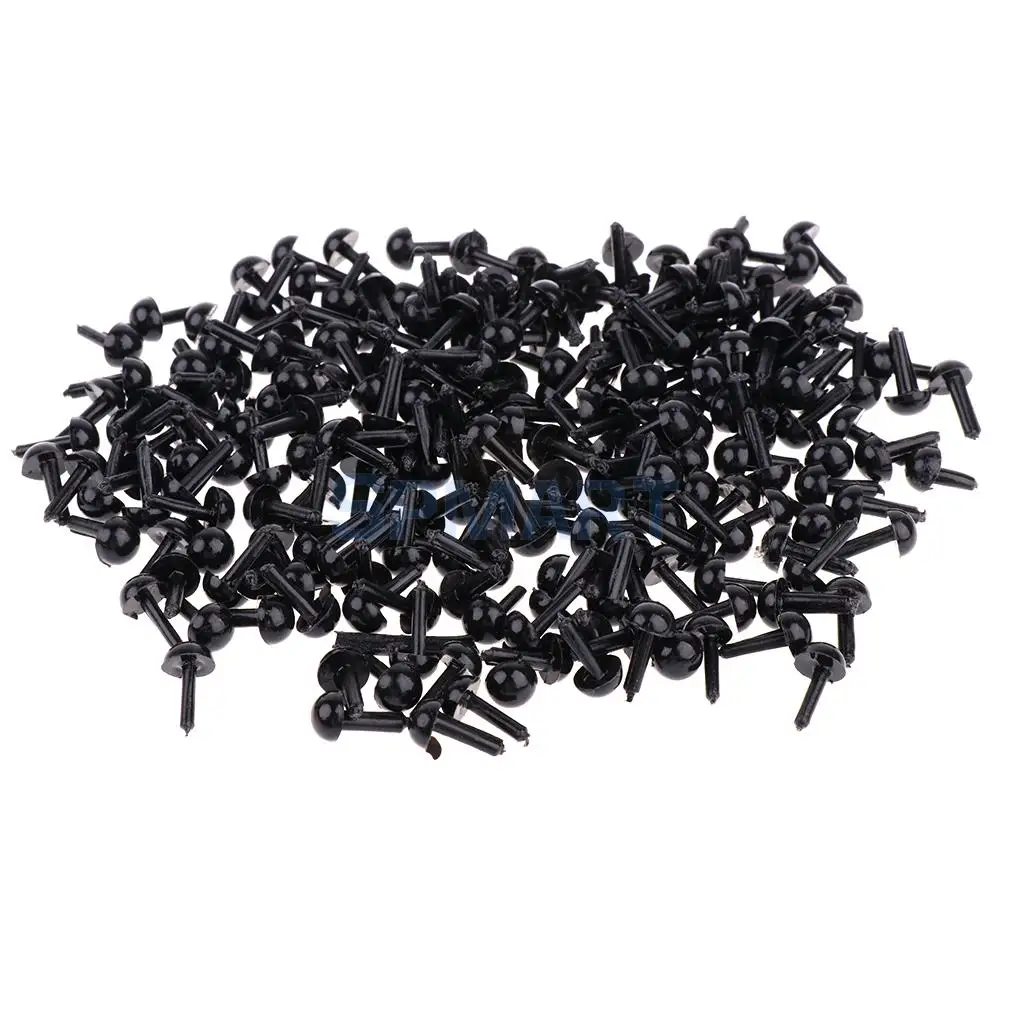 200pcs Plastic Safety Eyes Craft Eyes for Doll Puppet Bear Plush Animal Felting Toy Arts Making 5MM Black