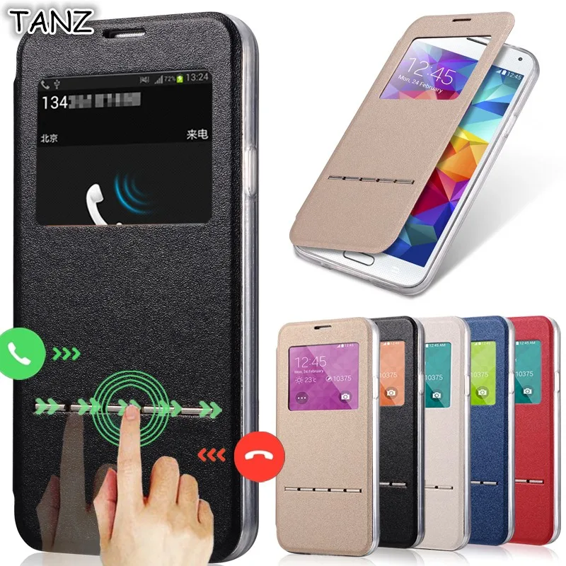 

TANZ View Window Flip Leather Case for iphone 4 4s 5 5C 6 6s 7 8 X XR XS Max Plus case Slip Call Answer Function