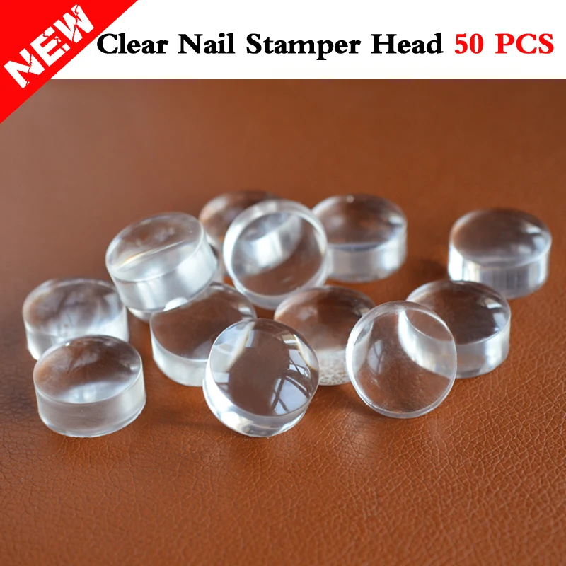 Wholesale 50pcs Nail Art Clear Jelly Stamper Head Silicone Transparent