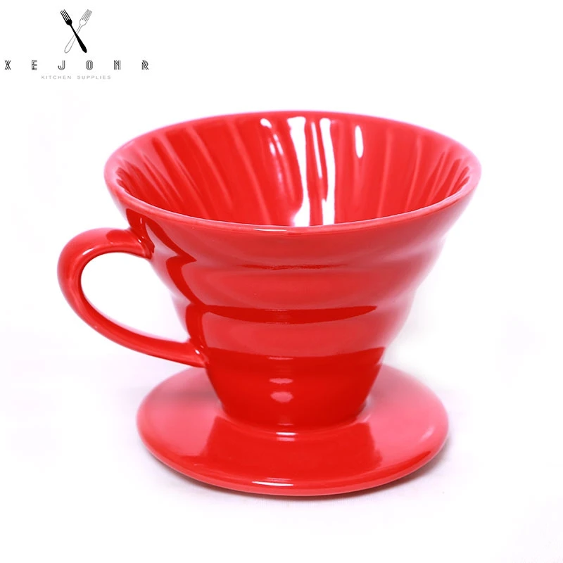 XEJONR فلتر القهوة أكواب السيراميك مقبض Coffeeware 3 ألوان الدائم القهوة المنقط ل القهوة علامة هندسية صب أكثر