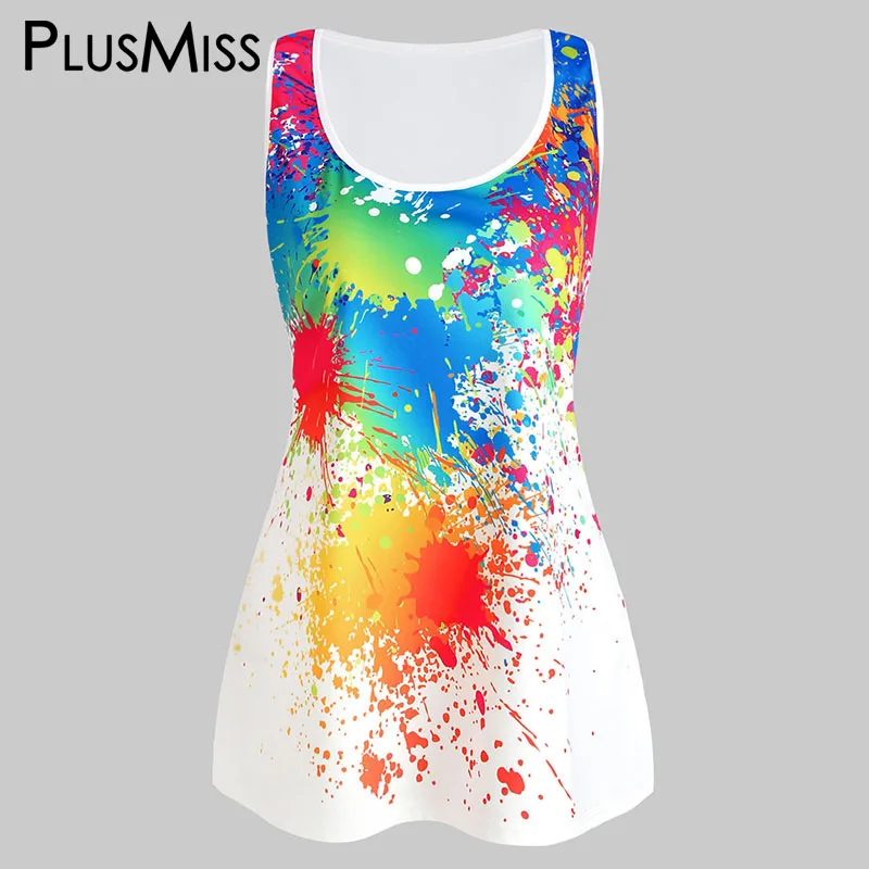 

PlusMiss Plus Size XXXXXL Fashion Casual Tie Dye Summer Tank Tops Black White Big Size Women Clothing Tunic Vests XXXXL XXXL XXL