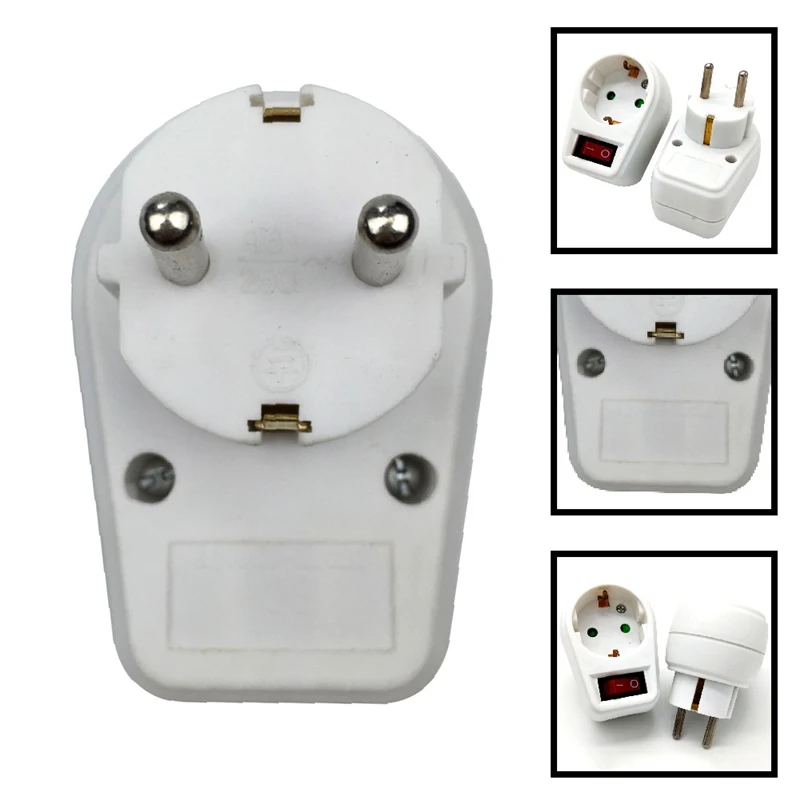 

European Type Conversion Plug 1 TO 1 Way EU Standard Power Adapter Socket With Switch Neon Indicator 16A Travel Plugs