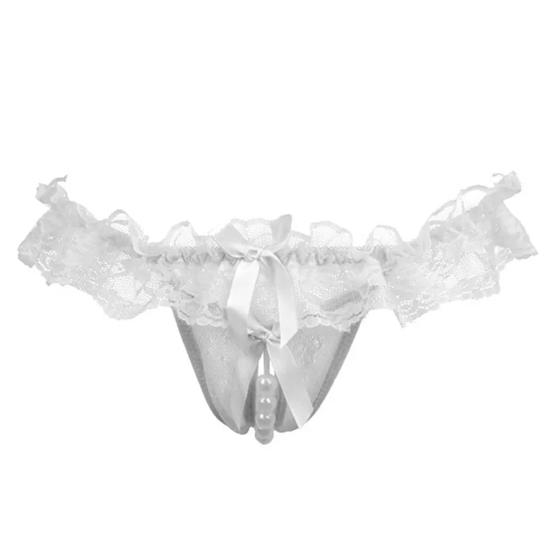 Chastity Culotte Ouverte Virilha Entrepierna Abierta Women Girl Gauze Bowknot Bead Lace Panties Knicker Thong Lingerie Underwear