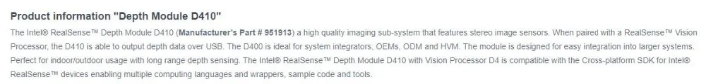 1 шт. x 82635DSASRPRQ видео модули RealSense модуль глубины D410