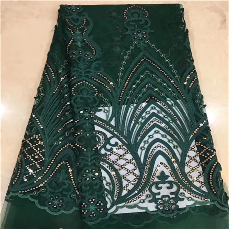 New Design African Lace Fabric Green Swiss Voile High Quality Emboridery French Mesh 2019 with Sequins | Дом и сад