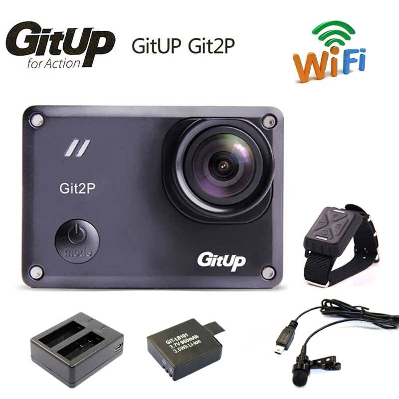 Gitup Git2P Wi-Fi 2 к Novatek 96660 1080 P наружная Спортивная Экшн-камера+ дополнительная 1 шт. батарея+ зарядное устройство+ микрофон+ пульт дистанционного управления