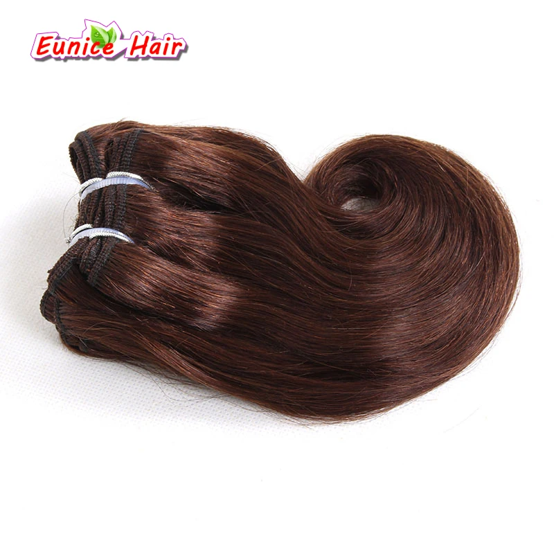 Два тона ombre бразильский Химическое наращивание волос 8 дюймов Средства ухода за кожей короткие волны Плетение Волос Уток # 1b # бордовый Blonde