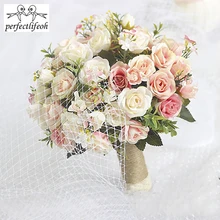 Искусственный букет для свадьбы Ramos de novia искусственные ленты Розовый Синий Фиолетовый Красный Свадебные аксессуары de novia